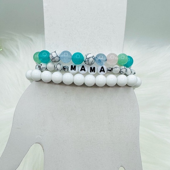 “Mama” Arm Candy Beaded Bracelet -  Cool Colors theme - Picture 2 of 6